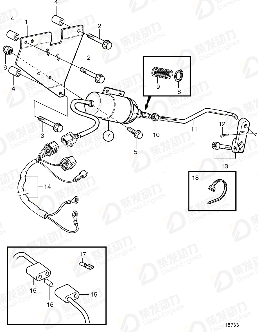 volvo penta Pull rod, M8 863957 Drawing